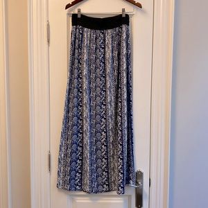 Navy and off white maxi skirt, jersey fabric